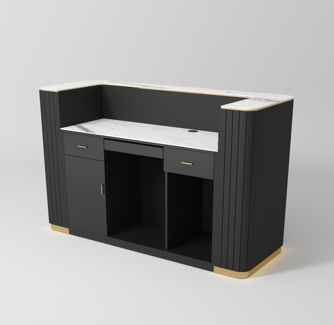 Black Modern Reception Desk with cabinets 