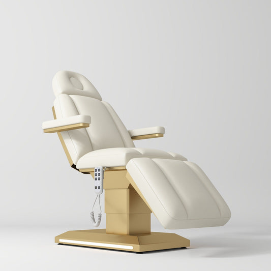 cream electric beauty bed in luxury salon