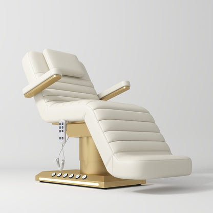 Luxury electric beauty treatment bed with gold detailing for professional salon